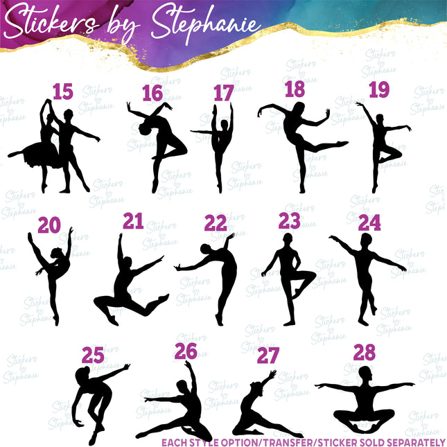 (s01-240) Ballerina Ballet Dancer Silhouette Iron-On Transfer or Sticker