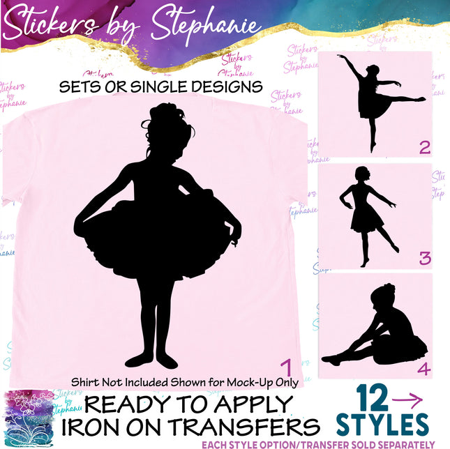 (s01-241) Ballerina Ballet Dancer Silhouette Iron-On Transfer