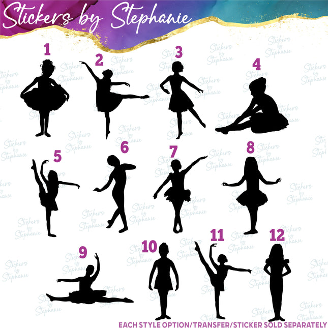 (s01-241) Ballerina Ballet Dancer Silhouette Iron-On Transfer
