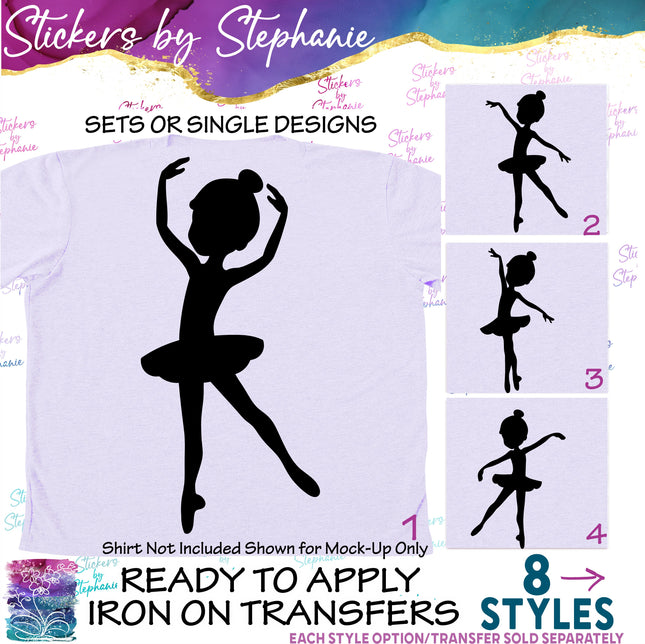 (s01-242) Ballerina Ballet Dancer Silhouette Iron-On Transfer