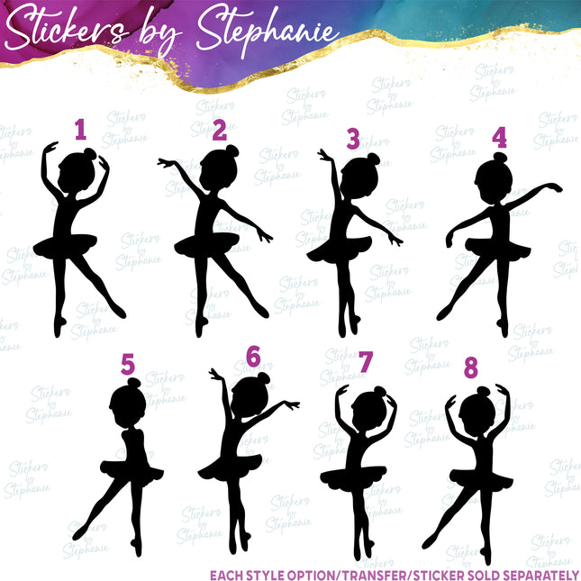 (s01-242) Ballerina Ballet Dancer Silhouette Iron-On Transfer