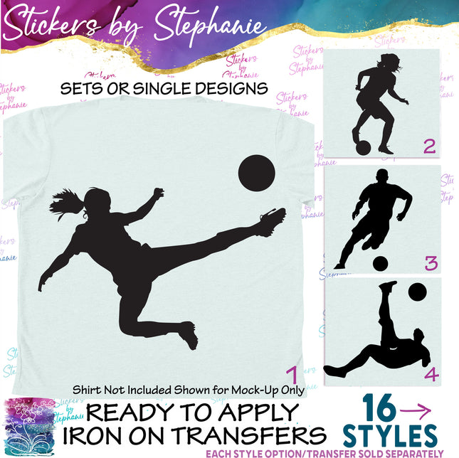 (s01-244) Soccer Player Silhouette Iron-On Transfer