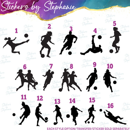 (s01-244) Soccer Player Silhouette Iron-On Transfer