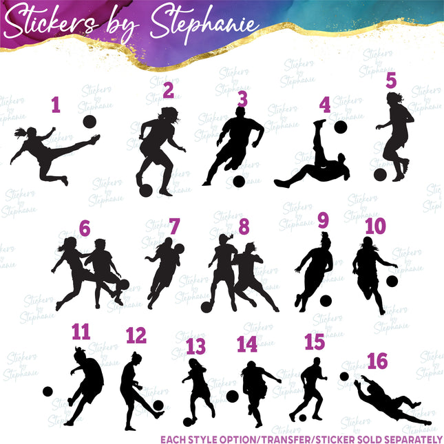 (s01-244) Soccer Player Silhouette Iron-On Transfer