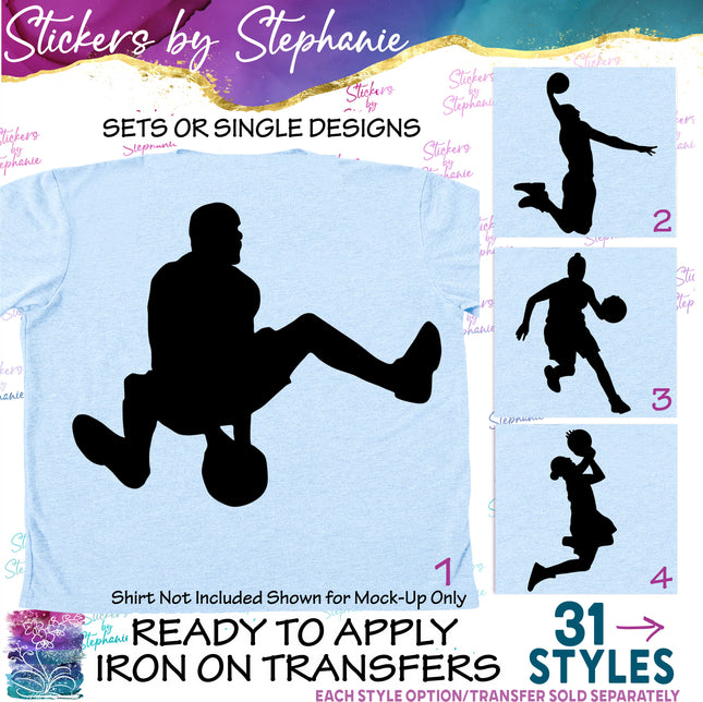 (s01-246) Basketball Player Silhouette Iron-On Transfer