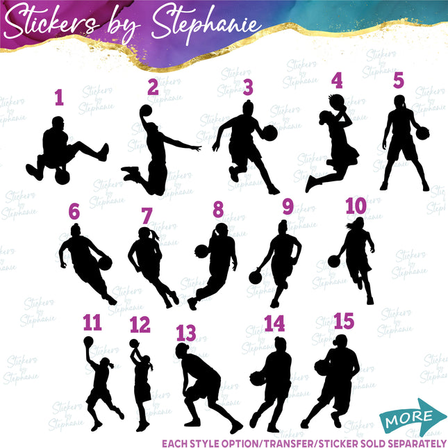 (s01-246) Basketball Player Silhouette Iron-On Transfer