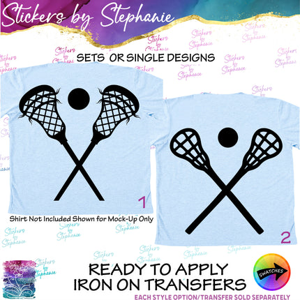 (s01-247) Lacrosse Sticks Ball Iron-On Transfer