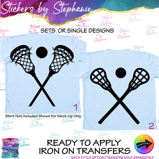 (s01-247) Lacrosse Sticks Ball Iron-On Transfer