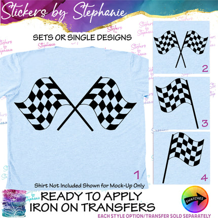 (s01-248) Checkered Race Flags Iron-On Transfer