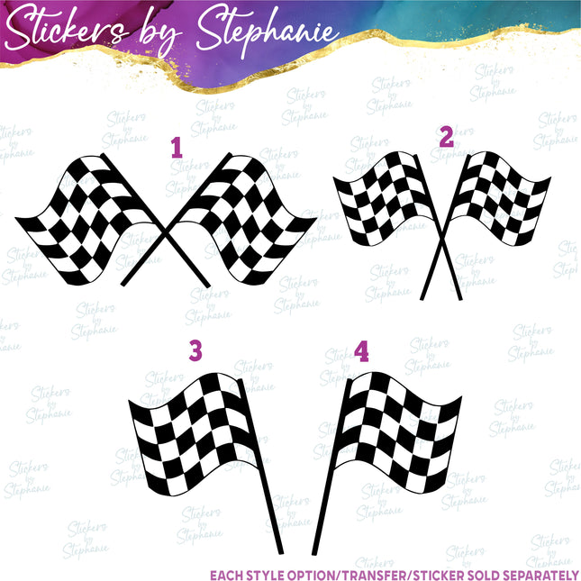 (s01-248) Checkered Race Flags Iron-On Transfer