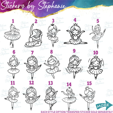 (s01-215) Ballerina Ballet Dancer Iron-On Transfer or Sticker