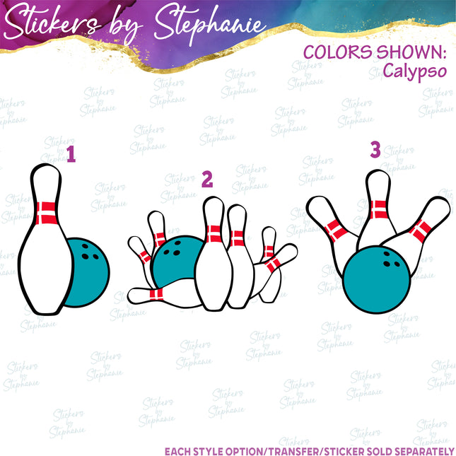 (s01-253) Bowling Ball Pins Iron-On Transfer