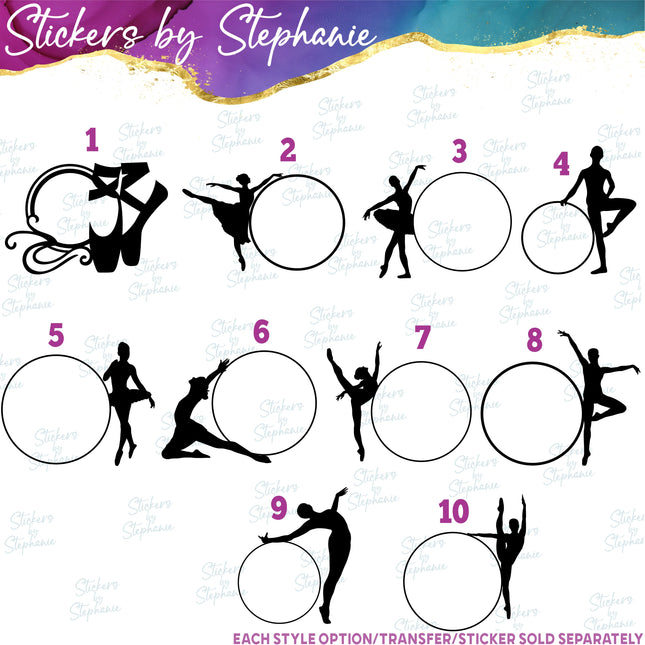 (s01-254) Ballet Ballerina Slippers Monogram Frame Iron-On Transfer