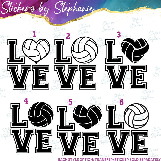(s01-260) Volleyball Ball Stacked Love Iron-On Transfer