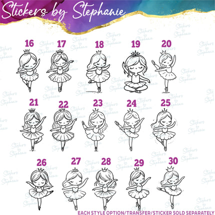 (s01-215) Ballerina Ballet Dancer Iron-On Transfer or Sticker