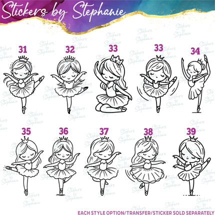 (s01-215) Ballerina Ballet Dancer Iron-On Transfer or Sticker