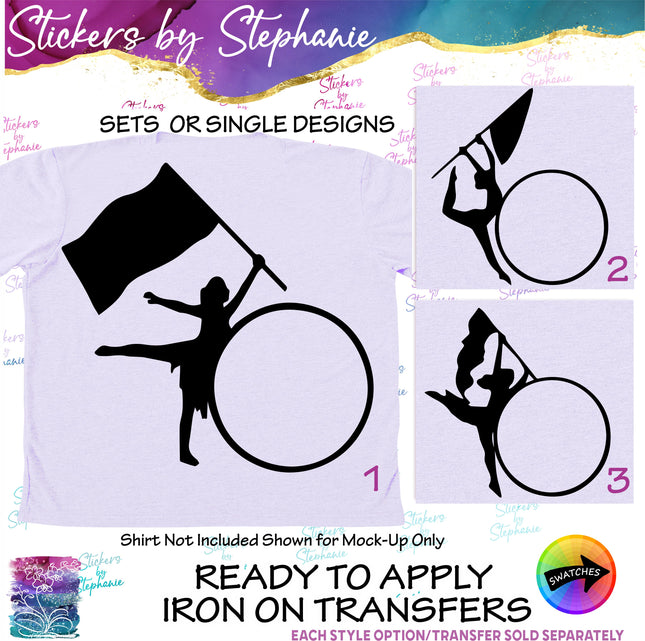 (s01-263) Color Guard Flag Monogram Frame Iron-On Transfer