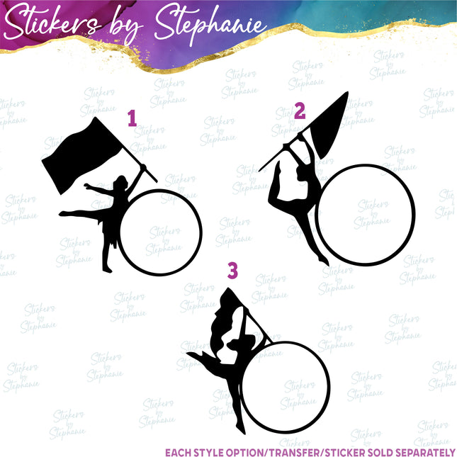 (s01-263) Color Guard Flag Monogram Frame Iron-On Transfer