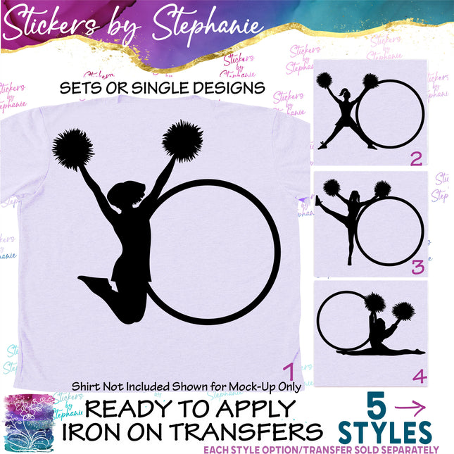(s01-265) Cheer Cheerleader Monogram Frame Iron-On Transfer