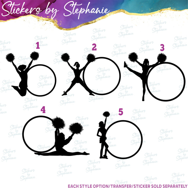 (s01-265) Cheer Cheerleader Monogram Frame Iron-On Transfer
