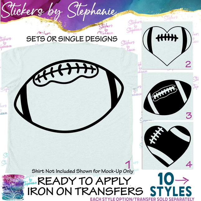 (s01-217) Football Heart Ball Iron-On Transfer
