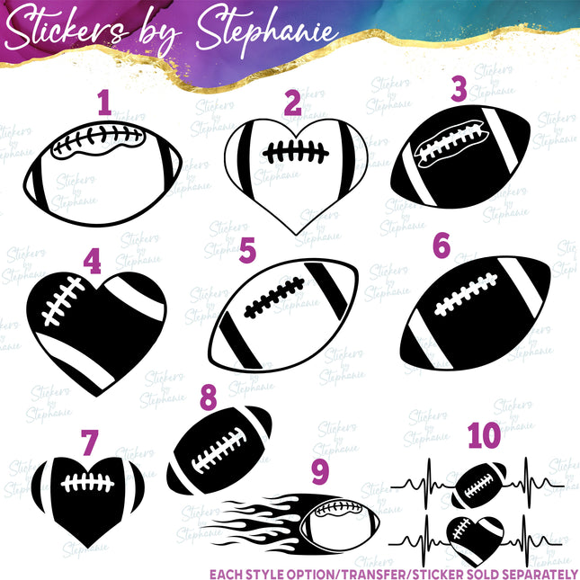 (s01-217) Football Heart Ball Iron-On Transfer