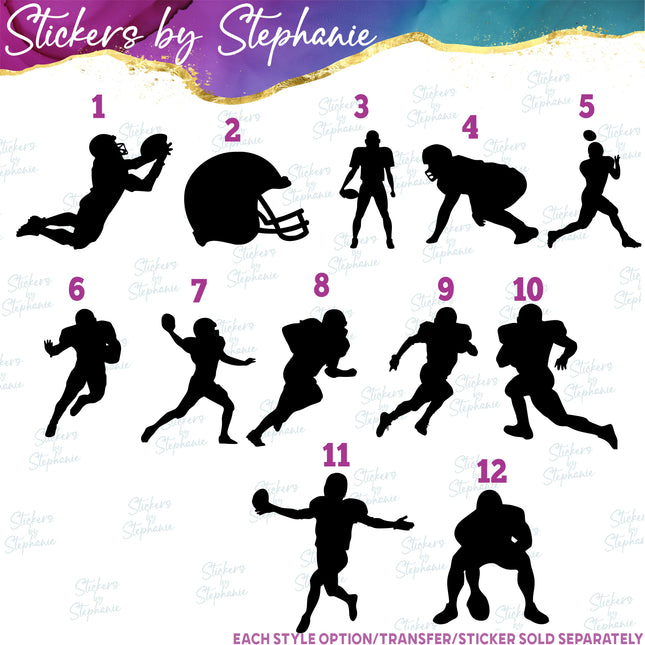 (s01-218) Football Player Helmet Silhouette Iron-On Transfer