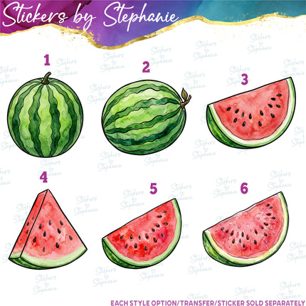 (s02-103) Red Watermelon Half Slice Whole Graphic Iron-On Transfer