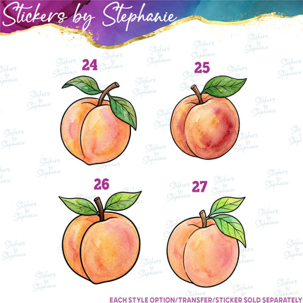 (s02-107) Peach Fruit Peaches Flowers Graphic Iron-On Transfer or Sticker