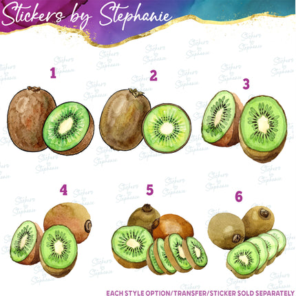 (s02-117) Kiwi Fruit Watercolor Graphic Iron-On Transfer or Sticker