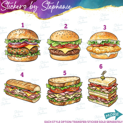 (s02-123) Hamburger Burger Graphic Iron-On Transfer or Sticker