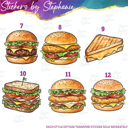 (s02-123) Hamburger Burger Graphic Iron-On Transfer or Sticker