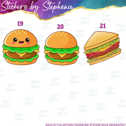 (s02-123) Hamburger Burger Graphic Iron-On Transfer or Sticker