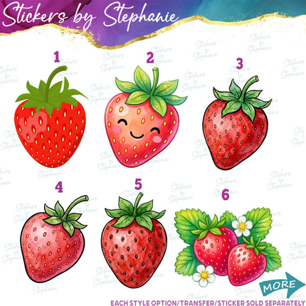 (s02-129) Strawberry Strawberries Illustrated Graphic Iron-On Transfer or Sticker