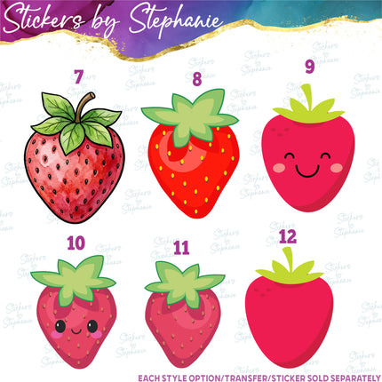 (s02-129) Strawberry Strawberries Illustrated Graphic Iron-On Transfer or Sticker
