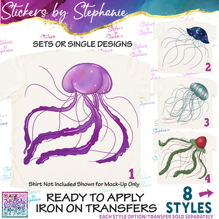 (s02A-141) Jellyfish Moon Galaxy Strawberry Iron-On Transfer