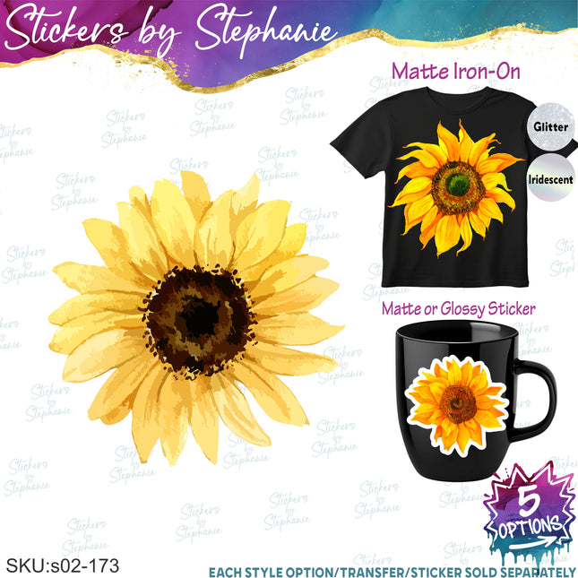 (s02-173) Sunflower Flower Graphic Iron-On Transfer or Sticker
