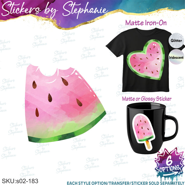 (s02-183) Pink Half Quarter Slice Heart Illustrated Graphic Iron-On Transfer or Sticker