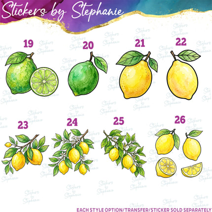 (s02-189) Lemon Lemons Fruit Watercolor Graphic Iron-On Transfer or Sticker