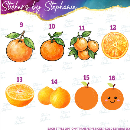 (s02-190) Orange Fruit Oranges Graphic Iron-On Transfer or Sticker