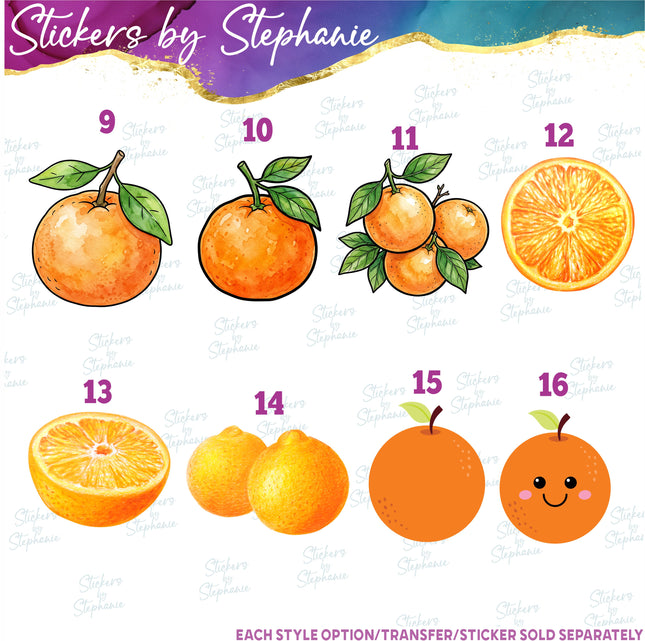 (s02-190) Orange Fruit Oranges Graphic Iron-On Transfer or Sticker