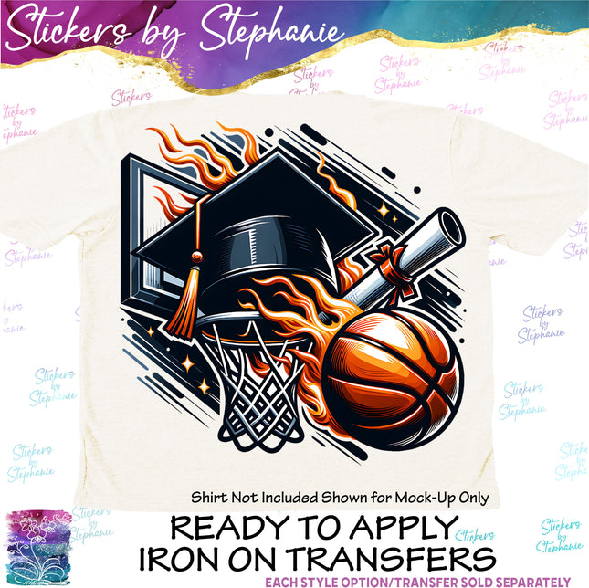 (s02-370) Basketball Senior Graduate Iron-On Transfer or Sticker