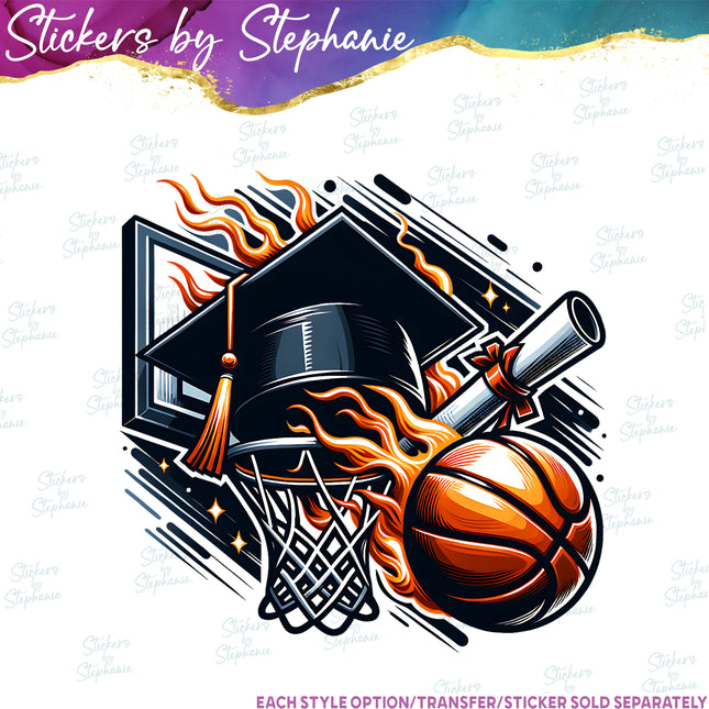 (s02-370) Basketball Senior Graduate Iron-On Transfer or Sticker