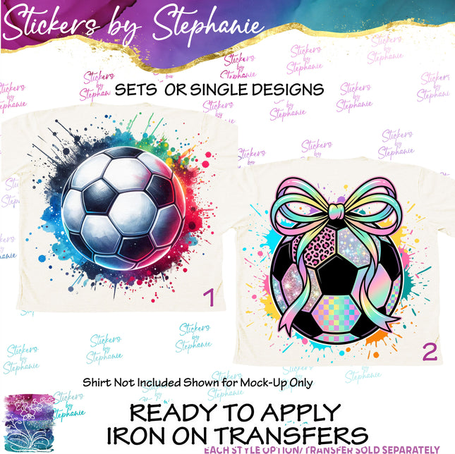(s02-371) Colorful Splash Soccer Ball Iron-On Transfer or Sticker