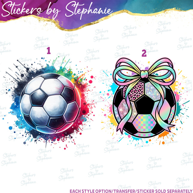 (s02-371) Colorful Splash Soccer Ball Iron-On Transfer or Sticker