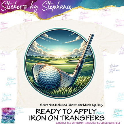 (s02-373) Golf Ball Illustrated Iron-On Transfer or Sticker