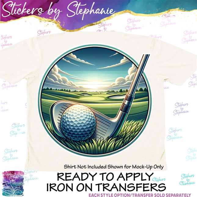 (s02-373) Golf Ball Illustrated Iron-On Transfer or Sticker
