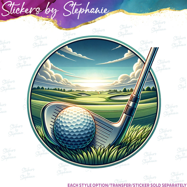 (s02-373) Golf Ball Illustrated Iron-On Transfer or Sticker