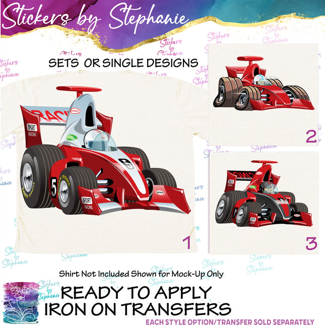(s02-377) Race Car Iron-On Transfer