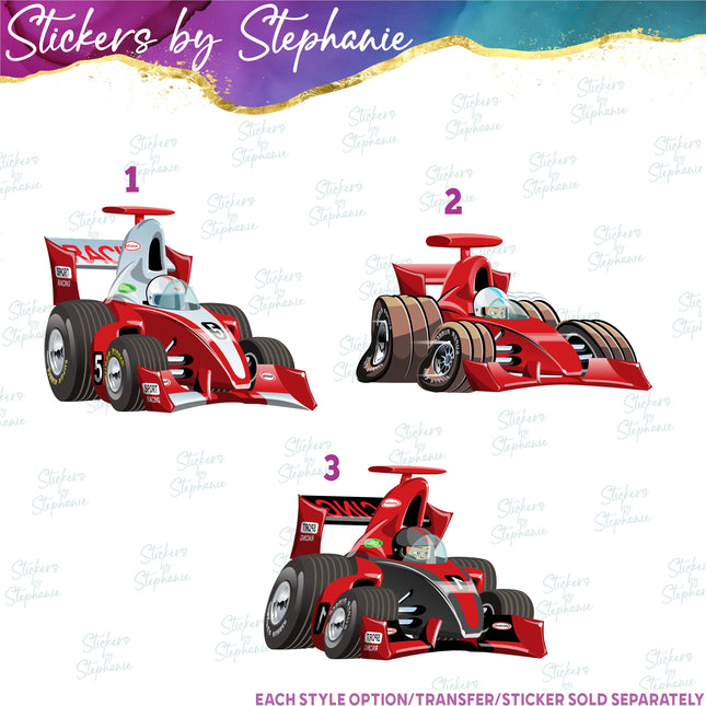 (s02-377) Race Car Iron-On Transfer